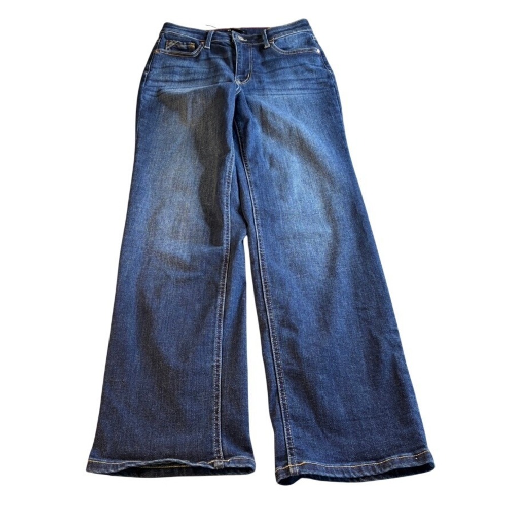 Edgely by Maurices Womens Size 6 Reg High Rise Relaxed Straight Jeans Dark Wash